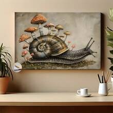 1 Canvas Wrapped Framed Painting Wall Decor, Boho Vintage Snail Mushrooms Print, Moody Printable, Floral Woodland Cottagecore Art Perfect For Your Room Decoration, A Thoughtful Gift, Ready To Hang Immediately, 2D - nhiều màu - Xem 4