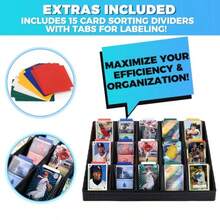 Storage Standard Card Sorting Tray - Stackable Trading Cards Organizer - 15-Compartment Tray Sorter For Organizing Raw Sleeved Or Toploaders - Includes Organization Insert Dividers - As Pic - View 3