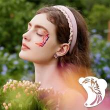 16pcs Reusable Face Painting Stencils, Butterfly & Floral Patterns, DIY Makeup Tools, Suitable For Halloween, Birthday Parties And Cosplay - one-size - View 4