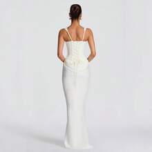 New European And American Sexy U-Neck Waist Solid Color Mermaid Dress - 黑色 - 查看 5