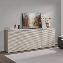 SICOTAS Buffet Cabinet With Storage Accent Sideboard Modern Credenza With Doors & Shelves Fluted Media Console Mid Century Coffee Bar Table For Living Room Kitchen Dining Room Hallway - White Alder - 查看 2