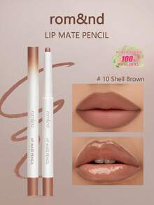 Rom&nd Romand LIP MATE PENCIL 10 SHELL BROWN, Feathery Blurred Edge, Lightweight Core Breathing Technology, Lip Contour Fusion, Warm Nude Almond Haze, Cool Gray Rose Transparent, Melted Caramel Chestnut, Pocket Size Lip Sculpting Set, Bare Lip Whisper, Korean Cosmetics, 0.5g/0.02oz - 10 VỎ NÂU - Xem 1