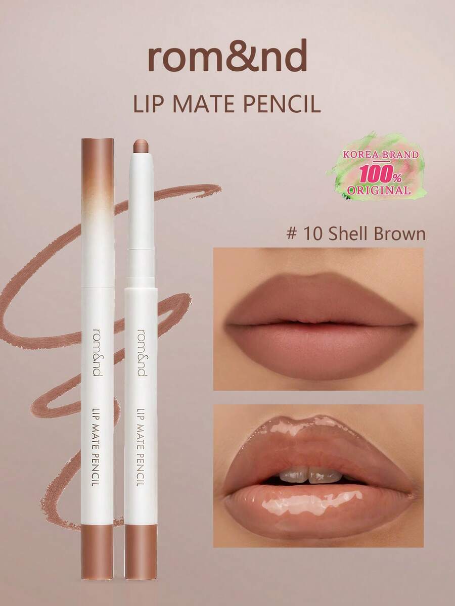 Rom&nd Romand LIP MATE PENCIL 10 SHELL BROWN, Feathery Blurred Edge, Lightweight Core Breathing Technology, Lip Contour Fusion, Warm Nude Almond Haze, Cool Gray Rose Transparent, Melted Caramel Chestnut, Pocket Size Lip Sculpting Set, Bare Lip Whisper, Korean Cosmetics, 0.5g/0.02oz - 10 VỎ NÂU - Xem 1