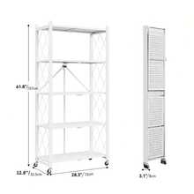 KNERS 3/4/5-Tier Unassembled Metal Storage Rack With Wheels - Foldable & Portable Multi-Tier Shelves, Classic Design For Home, Office, Garage Organization - Space-Saving Versatile Storage Solution, Storage Shelves, Utility Racks - Multicolor - View 15