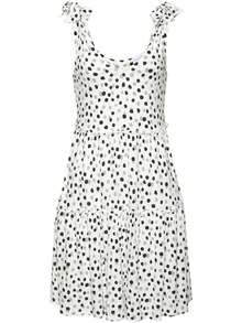 Cute  Boho  Casual    Knot  Ruffle Hem  Frill    Vacation  Beach    Tie Strap Tiered Dress - 白色 - 查看 3