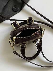 Fashionable Mini Chic Versatile Geometric Print Women Handbag Shoulder Bag - Coffee - View 11