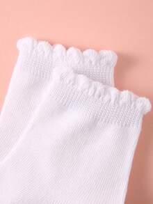 5/10 Pairs Solid Color Lace Trim Children Socks, Soft & Comfortable Casual Versatile Sports School Socks, Minimalist Cartoon Retro Solid Color Lace Socks, Suitable For Daily Wear, Back To School, Campus, Sports, Classroom, New Semester, Students, Back To School Season, Outdoor Activities, Home Leisure, Multiple Combinations Available - Multicolor - View 4