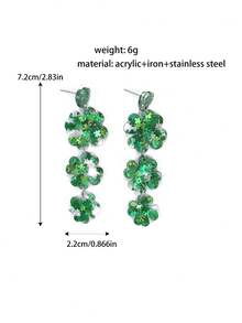 1 par de pendientes de gota de acrílico con brillo con forma de trébol de 4 hojas verde con efecto láser brillante, accesorios de joyería para el Día de San Patricio, fiesta irlandesa para mujeres y niñas - Multicolor - Ver 14