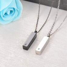 Customized Stainless Steel Vertical Cubic Bar Shaped Cremation Urn Pendant Necklace, Memorial Keepsake, Hypoallergenic - Multicolor - View 7