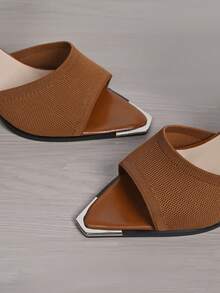 New Women's High Heel Sandals, Fashion Pointed Toe Comfortable Chunky Heel Ankle Boots, Versatile Commuter Women Shoes - Brown - View 8