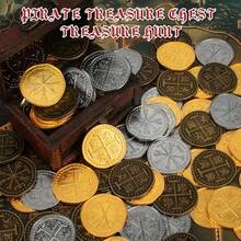 TendenciaByhoo Juego de Monedas de fichas Piratas de Metal, 36 Piezas, Tesoro Realista, Monedas españolas para Piratas, Cofre del Tesoro, Cofre del Tesoro, Cosplay, Juguete de MesaCalidad premium - 36 unidades - Ver 4