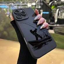 Funda de Teléfono Linda Una Silueta Simple de un Pescador para una Funda de Teléfono, Compatible con los Modelos de  11, 12, 13, 14, 15 Pro Max, 12 Pro Max, 13 Pro Max, 14 Pro Max, XR, 15, 15 Pro, 16, 16 Pro, 16 Pro Max, 17, 17 Pro, 17 Air, y 17 Pro Max. Funda protectora delgada a prueba de golpes para teléfono - 1 pieza - Ver 3