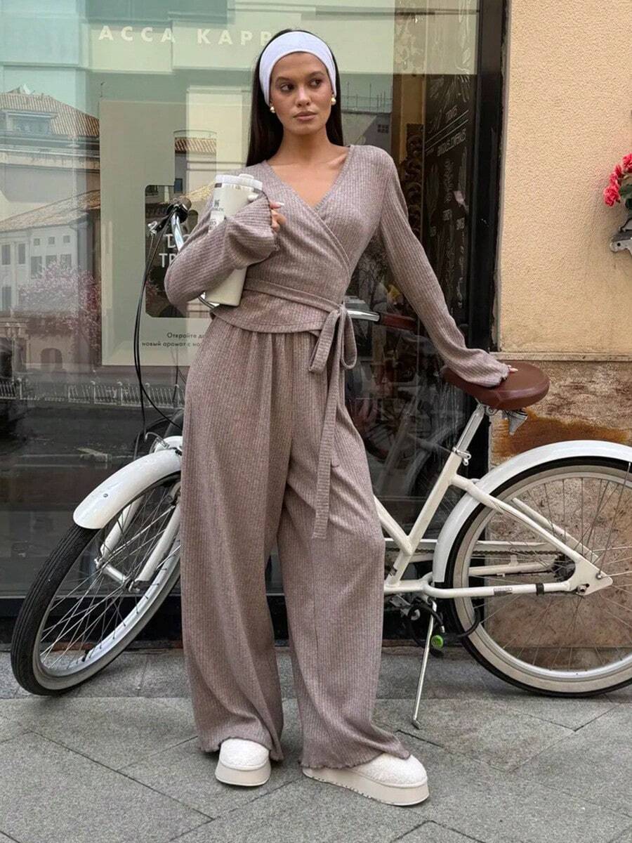 Women Sports Sweater Co-Ords - Oatmeal Color - View 1