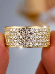 Luxury Gift Box Set, Dazzling Cubic Zirconia Rings, High-End Jewelry For Parties & Formal Events, Made Of Copper Alloy, Non-Fading & Hypoallergenic, Ideal Gift Choice - Gold - View 2