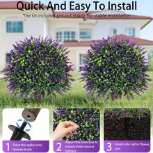 1 pezzo Arbusto topiario di bosso - Topiario artificiale per esterni - Pianta sempreverde a forma di palla, resistente ai raggi UV, per decorazione di portico, giardino, cortile, balcone - Viola - Visualizzare 5