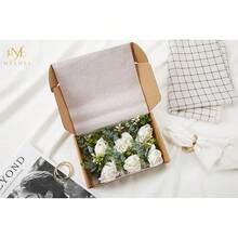 Meldel White Ivory Rose Wrist Corsage, Set Of 6, Wedding Bridal Flower Corsage Hand Decor For Prom Party Homecoming, Wristband Flowers Bride, Bridesmaid,White#2WristCorsage(Setof6) - 白色#2腕花(6件套裝) - 查看 7