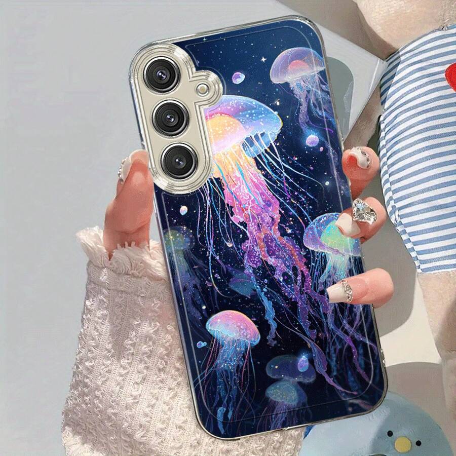 Hermosa funda de teléfono de medusa para Samsung Galaxy A02 A03S A04 A05S A06 A13 A14 A15 A16 5G A21S A22 A23 A24 A25 A26 A32 A34 A35 A36 A50 A52 A53 A54 A55 A56 A73 S21 Ultra S22 Plus S23+ S24 FE S48 Funda de teléfono de TPU transparente a prueba de golpes de cobertura completa, simple, a prueba de golpes, suave y creativa - Multicolor - Ver 1