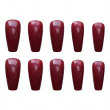 Tendencia24 Pz Uñas Postizas Lisa Color Vino Bailarina Corta Press On Vino LisaCalidad premium - 1 - Ver 5