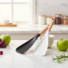 Wooden Handle Silicone Salad Spoon - Multifunctional, Non-Stick, Easy To Clean - For Baking, Cooking And Spreading Kitchen Tools - Essential Household & Dorm Supplies Series - Multicolor - View 4