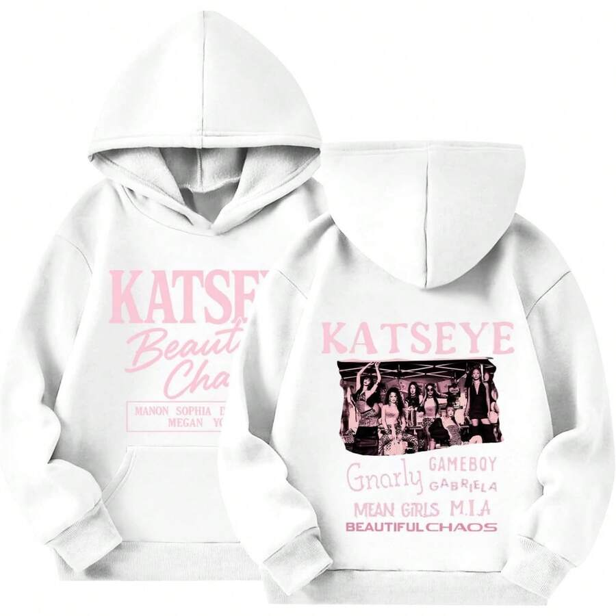 Unisex KATSEYE Hoodie Music Album KATSEYE Merch Hoodies Fashion Graphic Sweatshirt Long Sleeves Hoodie - 白色 - 查看 1