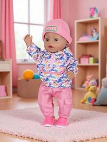 18-Inch Doll Clothes Set: Colorful Hooded Jacket + Cartoon T-Shirt + Silver Pants, And Cartoon Hooded Top + Pink Pants + Hat (Doll Not Included), Great Gift For Doll Holidays - Multicolor - View 10