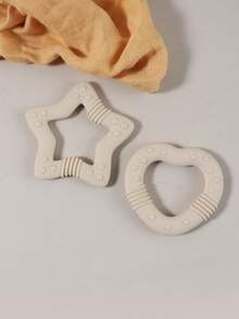 2 piezas Juguetes de dentición de silicona con forma de corazón y estrella para bebés, juguetes de masticación para infantes - Multicolor - Ver 4