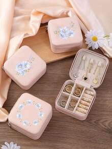 1 cutie portabilă de bijuterii de călătorie, mini cutie de depozitare a bijuteriilor, organizator de inele de bijuterii din piele PU, cutie cadou de depozitare pentru femei/fete, potrivită pentru Crăciun, petrecere de Anul Nou, Ziua Îndrăgostiților, decor de nuntă, decor de cameră de machiaj - Multicolor - Vizualizare 1