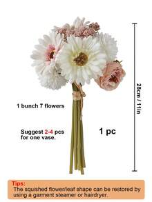 1支/3支装人造蒲公英、牡丹、雏菊丝绸花束，婚礼新娘花束，家居办公室浴室厨房餐桌装饰，情人节生日毕业秋季装饰