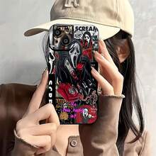 Estuche para teléfono gráfico con máscara de grito compatible con estuches para teléfonos   17  16 Pro Max  15 Pro Max  13 y  12 A prueba de golpes, caídas y rayones Una excelente opción para fanáticos de las películas de terror, amigos, familiares y regalos de Halloween - Negro - Ver 1