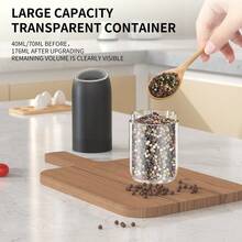 1pc Electric Salt And Pepper Grinder, Gravity Sensing Automatic Salt And Pepper Mill, Battery Operated (Batteries Not Included), Visible Capacity Container, Suitable For Outdoor BBQ, Home Kitchen, Restaurant, Party - Multicolor - View 10