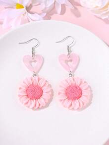 1 Pair Romantic Sweet Double-Layer Heart Earrings, Fashion Party Earrings Suitable For Women's Daily, Dating, Gathering, Great Gift - Multicolor - View 10