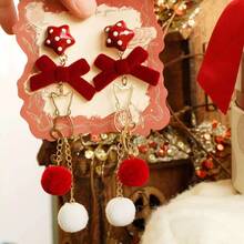 Bow, Star, Cat Pom Pom Earrings, Suitable For Women In Autumn/Winter