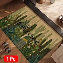 1 szt. Wystrój domu, lniany dywanik kuchenny z nadrukiem w kaktusy, dywanik, mata, mata łazienkowa, wycieraczka, prostokąt drukowany w 3D, odpowiedni do salonu, sypialni, przedpokoju, łazienki, pralni - dywan poliestrowy, wystrój domu do wewnątrz i na zewnątrz - Wielokolorowe - Zobacz 15