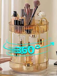 Organizador de Maquiagem Giratório 360°, Suporte de Armazenamento de Maquiagem de Grande Capacidade, Adequado para Penteadeira de Banheiro, Bancada, Suporte de Armazenamento Multinível, Pode Acomodar Garrafas Altas de Maquiagem e Cuidados com a Pele