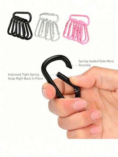 5PCS Aluminum Alloy Carabiners, Durable Spring Door Keychains For Outdoor, Camping, Hiking - Heavy Duty Accessory Carabiner Set