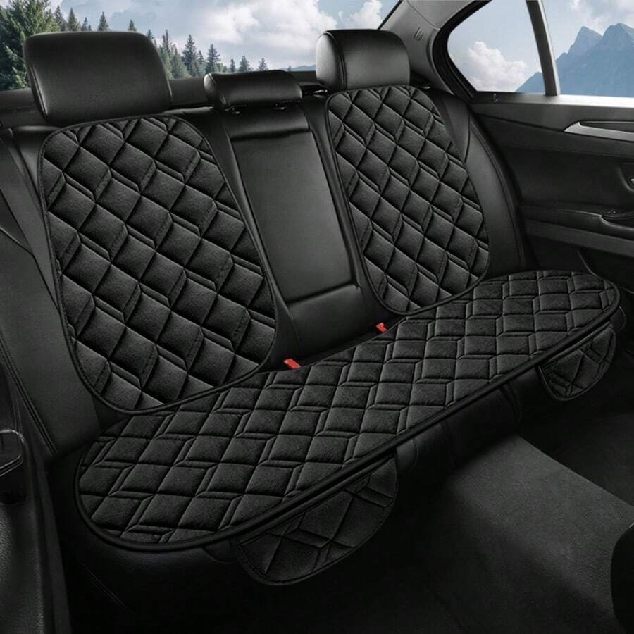1pc/3pcs New Plush Car Seat Cushion, Suitable For Autumn/Winter, Comfortable And Soft Car Seat Cover, Fits All Vehicle Models, Car Seat Protector, Car Interior Accessories - Black - View 1