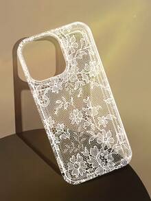 1个装吸震气垫透明白色格子蕾丝图案手机壳，适用于 16 Pro Max、17/16/15/14 Plus/13/12/11、Air系列个性化保护套 - 彩色 - 查看 3