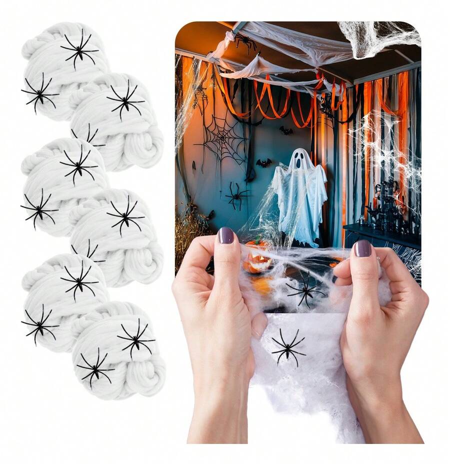 Tendencia6 Telarañas Blanca Decoración Halloween Dia D Muertos ArañasCalidad premium - 1 - Ver 1