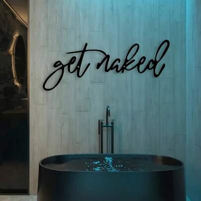 Modern Bathroom Decor - Metal Wall Art - Unique Black Iron Sign And Fashionable Wall Sculpture, Ideal For Contemporary Home Decor And Bathroom Wall Decoration