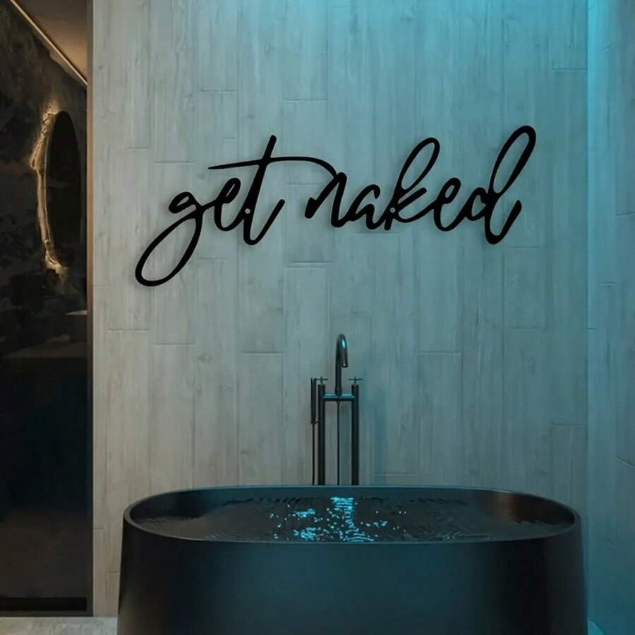 现代浴室装饰 - 金属墙饰 - 独特的黑色铁艺标牌和时尚的墙面雕塑，是现代家居装饰和浴室墙面装饰的理想之选。 - 黑色 - 查看 1