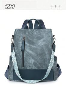 Women's High-End Anti-Theft Backpack; Latest Women's Personalized Casual Soft Leather Backpack; Large Capacity Expandable Multi-Function Travel Backpack; Multi-Purpose Schoolbag - Multicolor - View 12