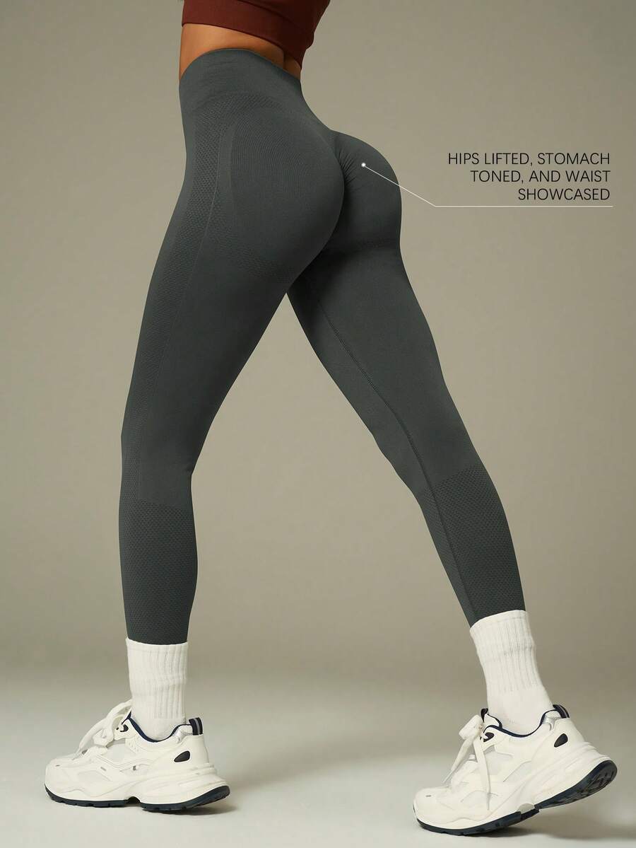 UONNOU Viral Sculpting Leggings | High Waist Tummy Control Yoga Pants - Dark Grey - View 1