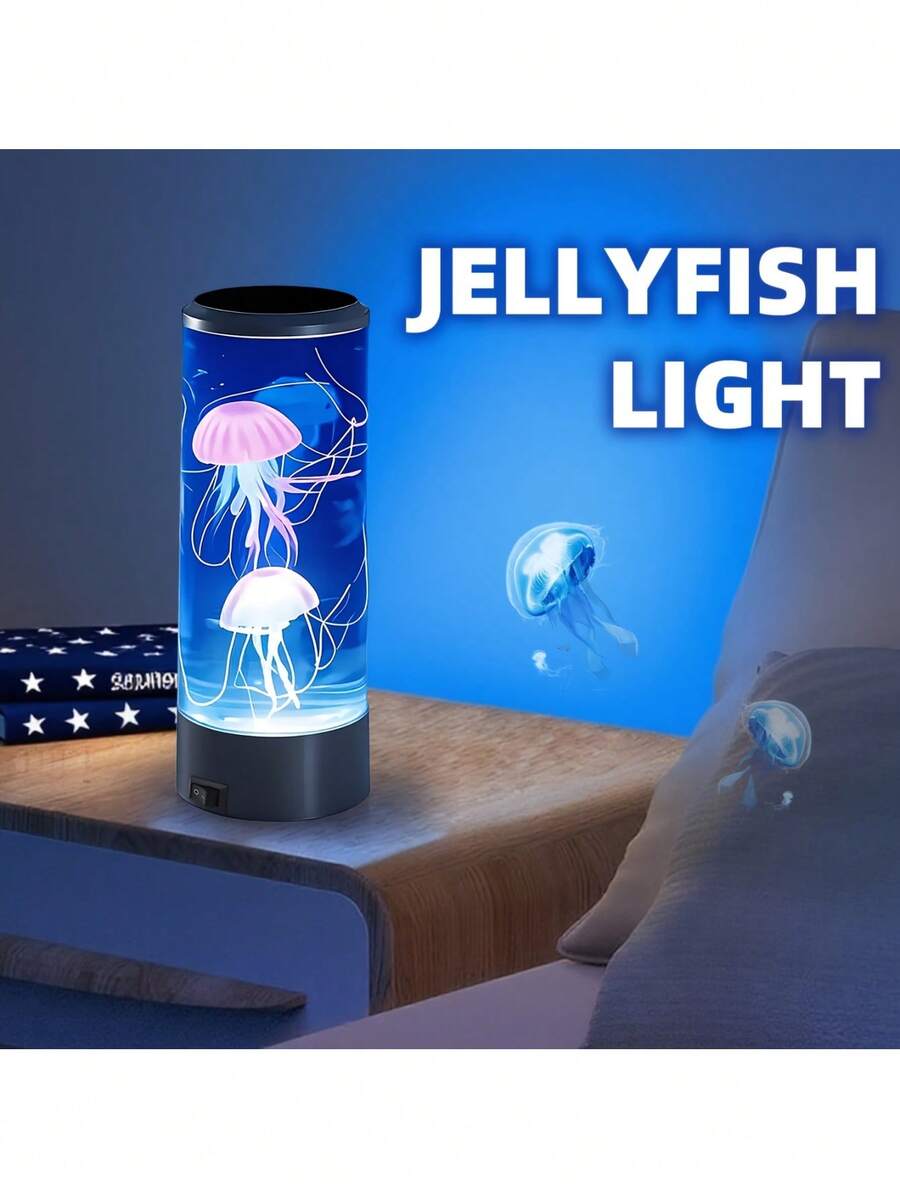 1pcs - TyuteRGB Color Changing Jellyfish LED Light, Fish Tank Decoration, Realistic Jellyfish Design, Suitable For Home/Office Desktop, Children's Decorative Gift, Jellyfish Ornament, Table Lamp, Durable Lamp, Creative Decoration, Creative Decoration - 彩色光 - 查看 1