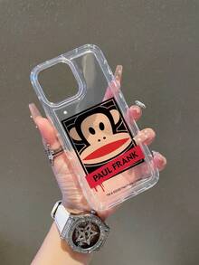 Officially Licensed Paul Frank Transparent Airbag Phone Case, Full Coverage Monkey Face Anti-Drop Protection With Camera, Monkey Head Frame Letter Graffiti Pattern, New Compatible With Iphone 13/14/15/16 Pro Max Phone Protective Cover - Multicolor - View 1