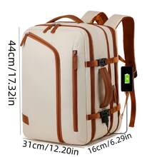 Khaki Oxford Cloth Casual Multifunctional Backpack, Unisex, No Print, Non-Washable, Dual Shoulder Straps, Large Capacity, Suitable For Travel And Outdoor Activities