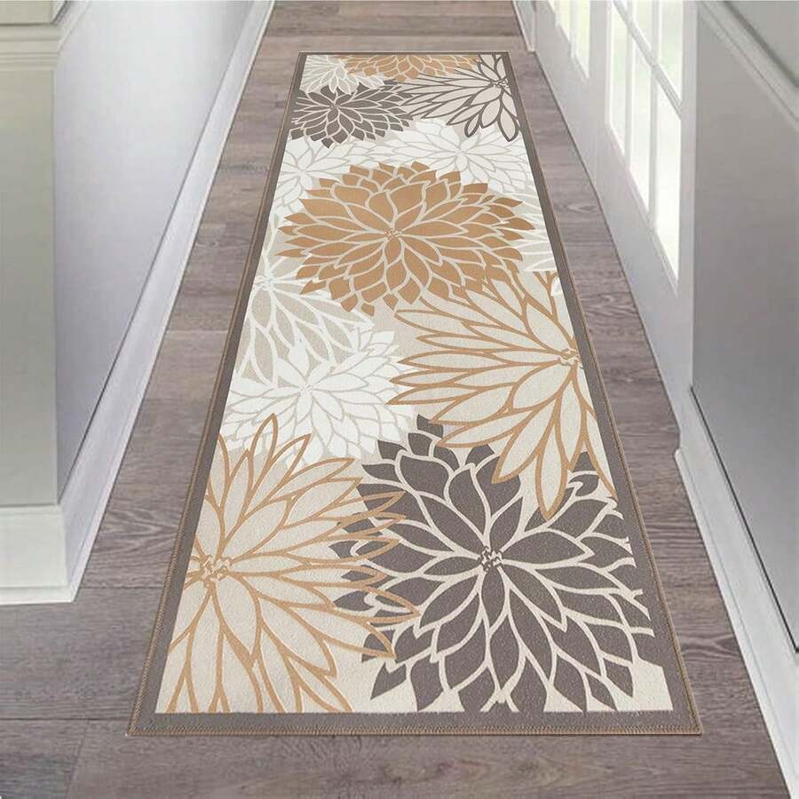 Pauwer Hallway Runner Rug Washable Rugs Runner Non Slip Carpet Runner Boho Farmhouse Vintage Throw Area Rugs Floor For Kitchen Laundry Room Entryway Bedroom Bathroom Christmas Hallway Runner Rug - Hoa Nâu - Xem 1