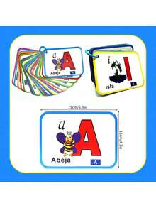 TEENYBABY 28 Spanish Learning Flashcards Set (4.33" X 5.9") - Includes Animals, Numbers And Letters - Double-Sided Design, Fun Memory Cards (Random Ring Color) - Blue - View 6