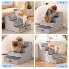 XGHEscalera para Perros pequeños - Escalera Extra Anca 2 en 1 con Cremalleras Apta para sofá y Cama peldaños de Es 35D con e Antideizante Color Gris 4 escalones - GRIS - Ver 6