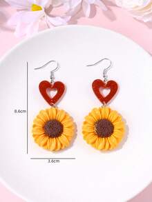 1 Pair Romantic Sweet Double-Layer Heart Earrings, Fashion Party Earrings Suitable For Women's Daily, Dating, Gathering, Great Gift - Multicolor - View 6