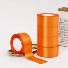 1/5pcs Satin Ribbon For DIY Rose Flower Decoration, Gift Packing - Wedding Party Bowknot Ribbon,Christmas Valentine Day - Orange - View 10